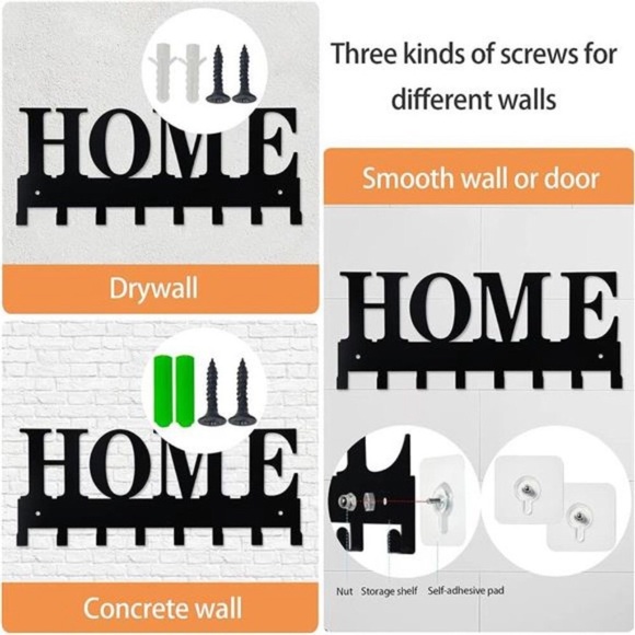 Key Holder for Wall, Nail-Free Key Holder, Key Rack Key Holder Wall Mounted - Picture 5 of 6